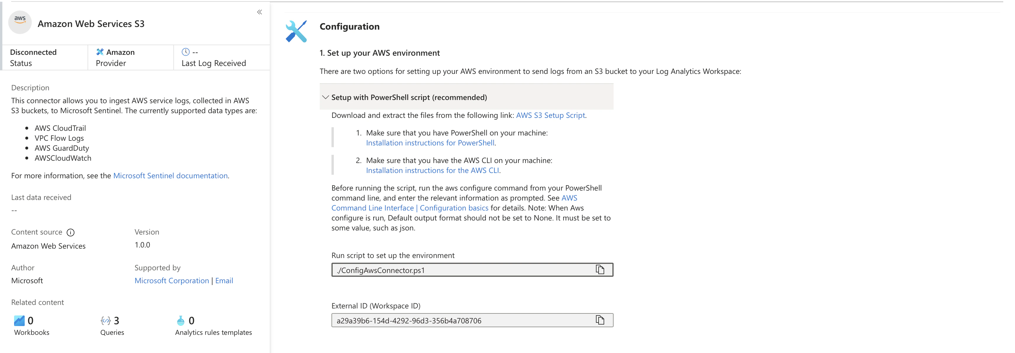 aws s3 connector configuration