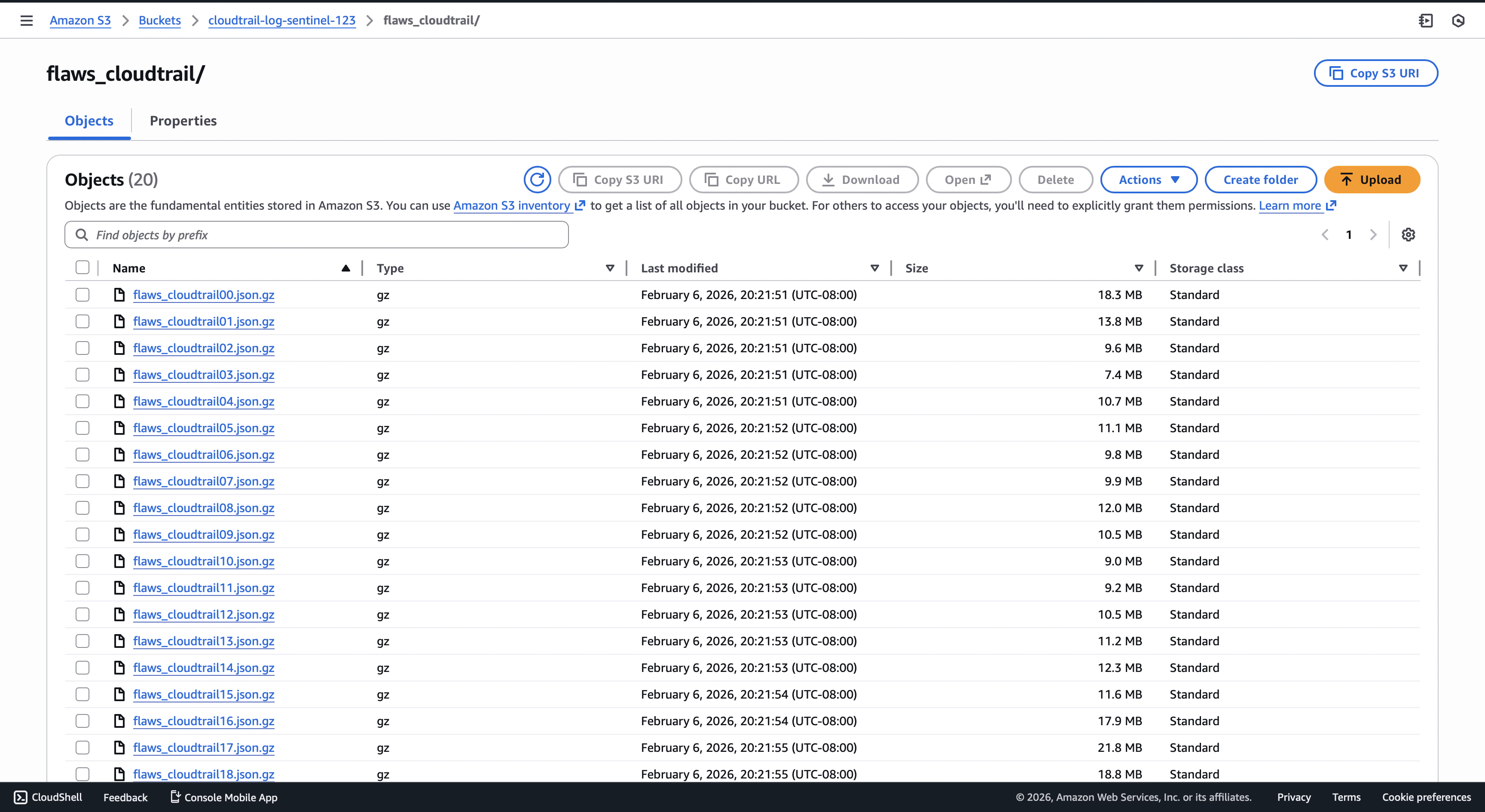 s3 bucket with cloudtrail log files