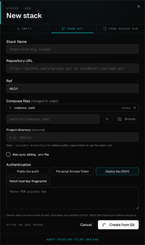 Stack Name Origin Stack Management - Sencho