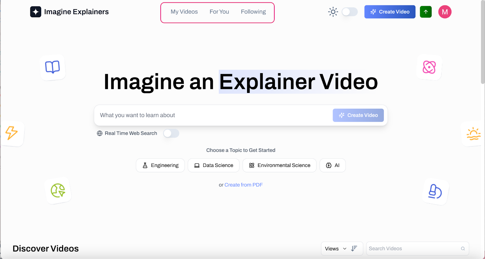 On the upper side of your screen, you will see different pages you can explore Image of the Imagine Explainer landing page with a red box highlighting the different view pages