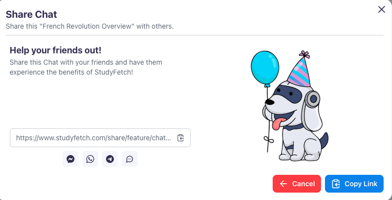 Share Chat button Image showing the Share Chat prompt