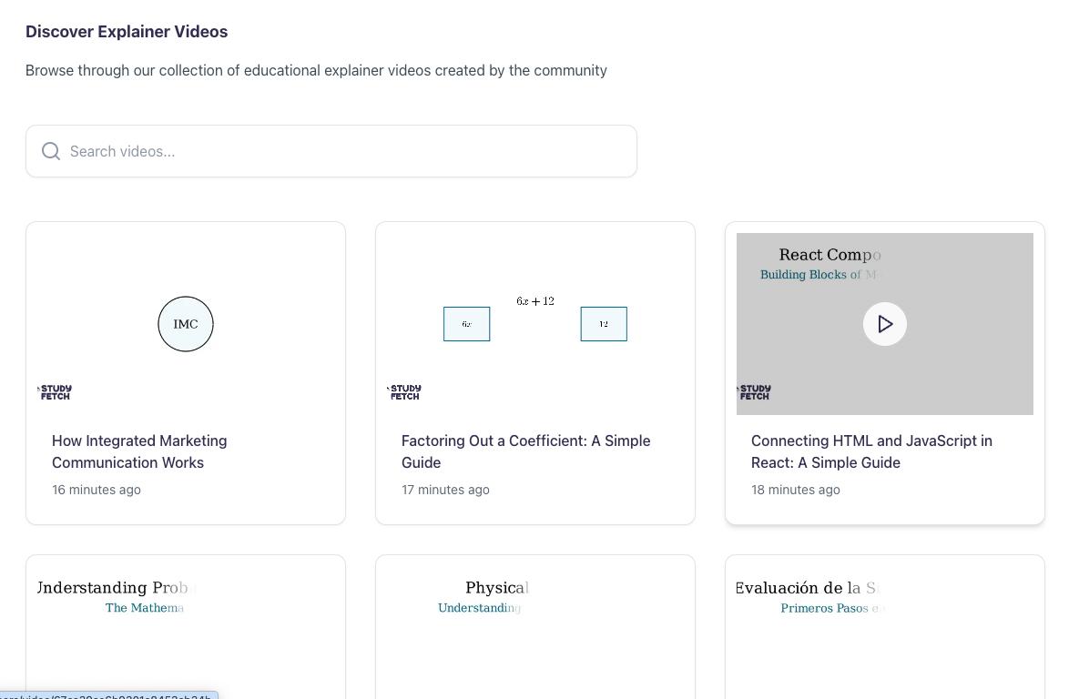 You can scroll down and view other explainer videos Image showing the Discover Explainer Videos page