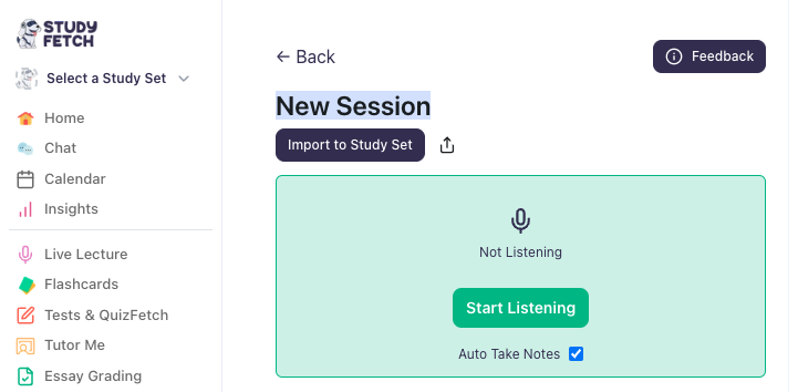 On the upper left side, you can edit the title of the session by simply clicking on the text Image of the upper left side of the page, New Session highlighted