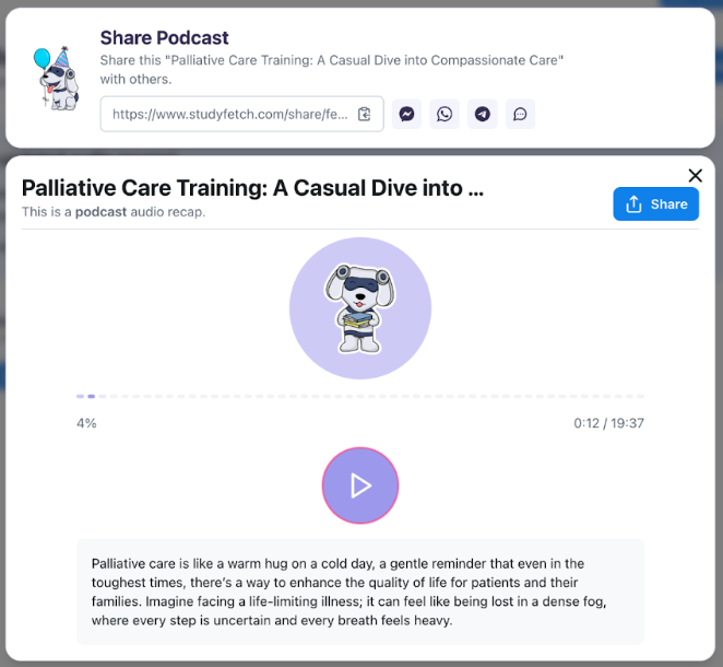 Play your audio recap The image shows the audio player interface with a play button.