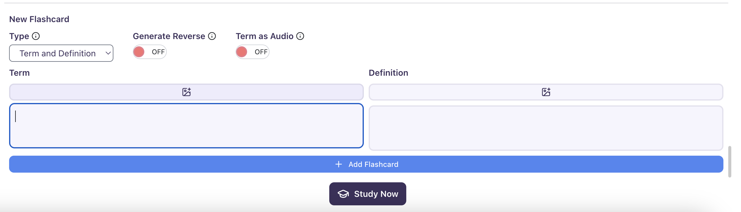 Practice with your finished flashcards Image of the flashcard in a study session, showing a question on one side