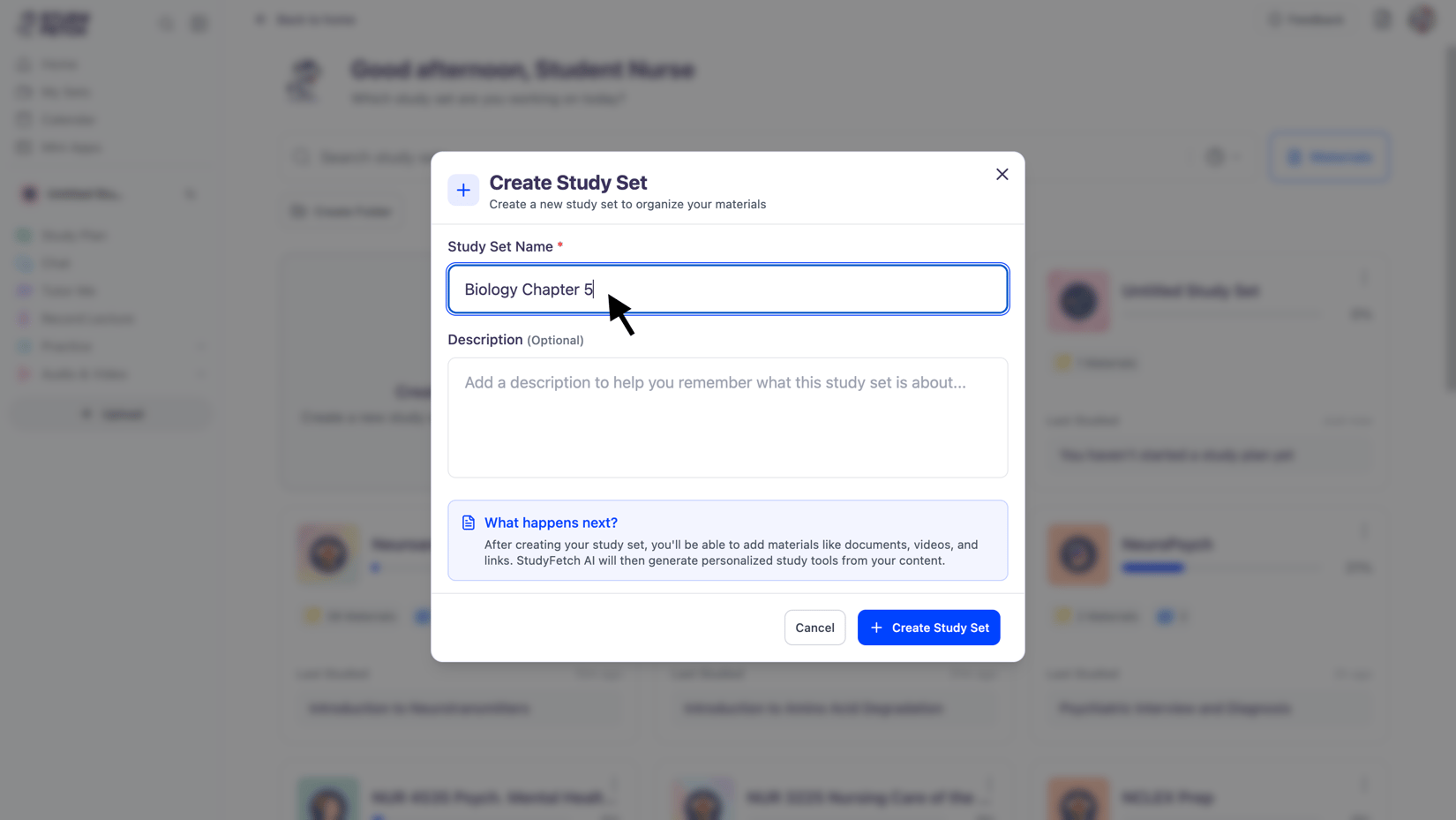 Creating a Study Set Tutorial - StudyFetch