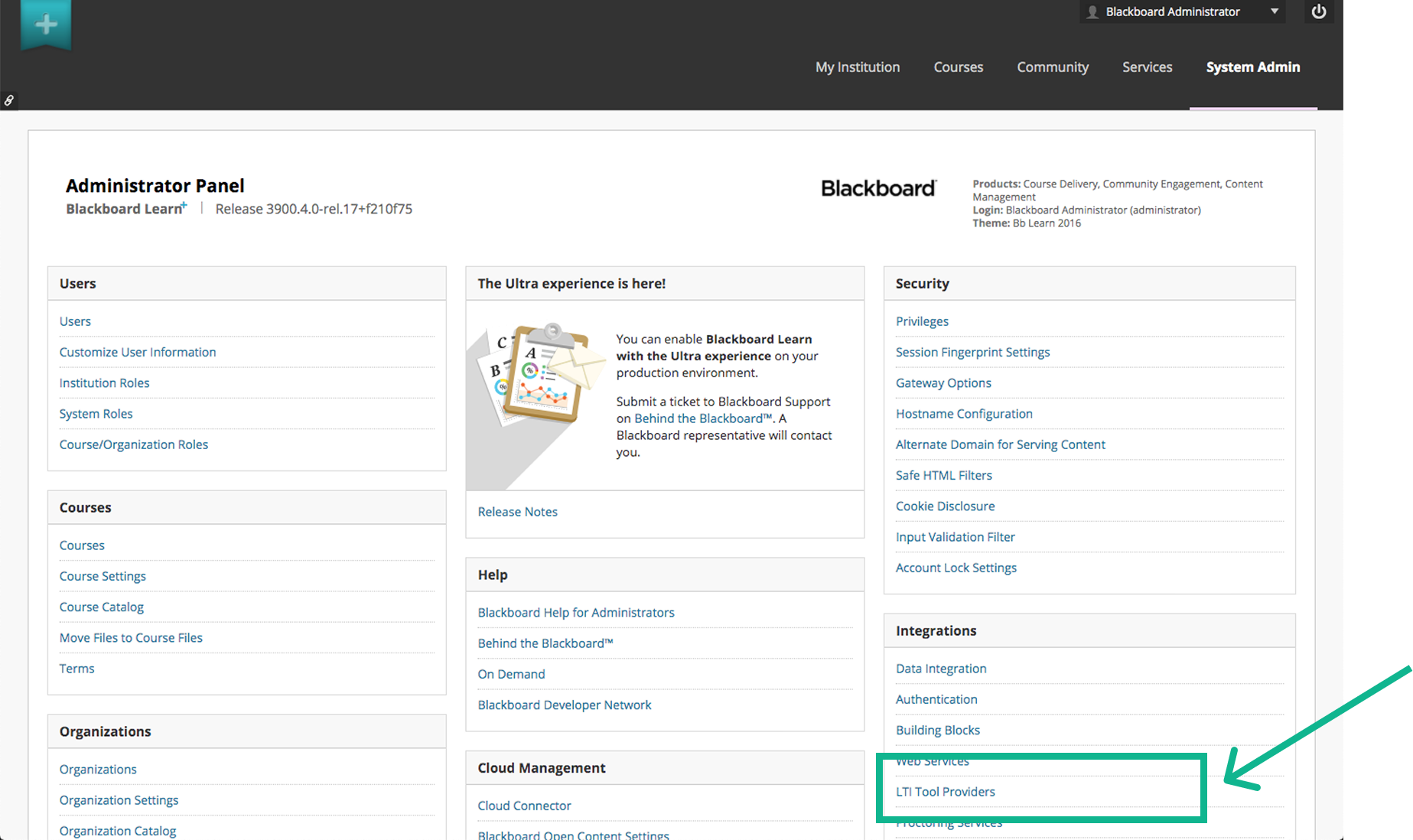 Blackboard LTI set-up: LTI Tool Providers