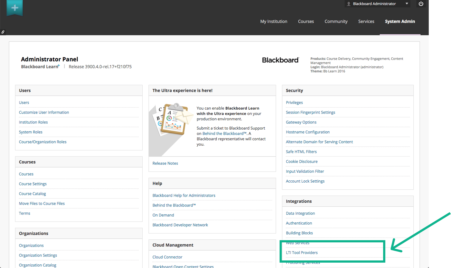 Blackboard LTI set-up: LTI Tool Providers