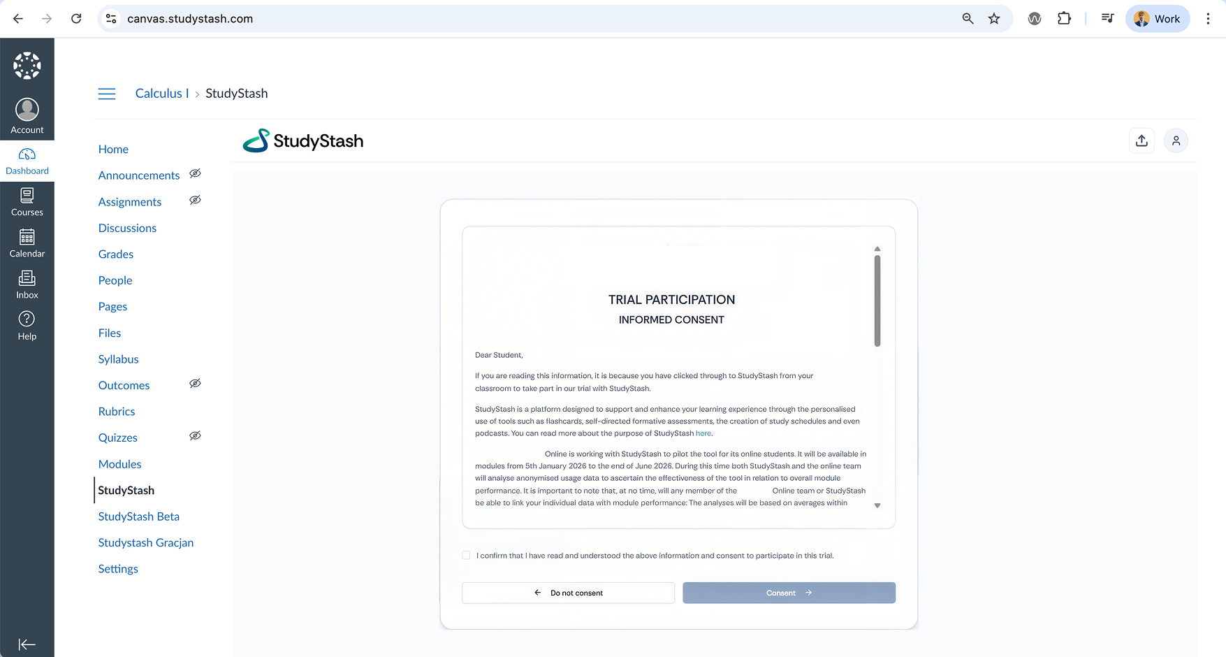 Example trial participation consent form