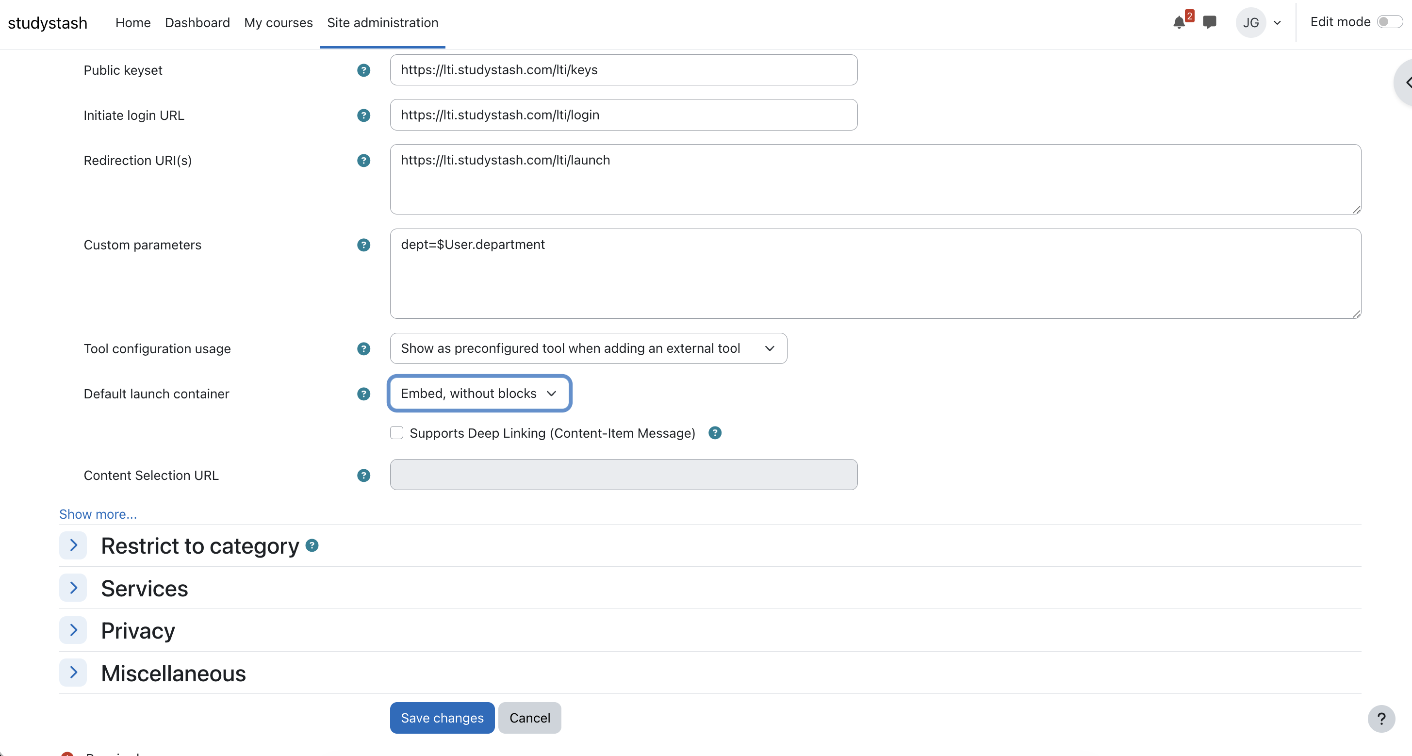 Moodle LTI Integration Guide (LTI) — screenshot