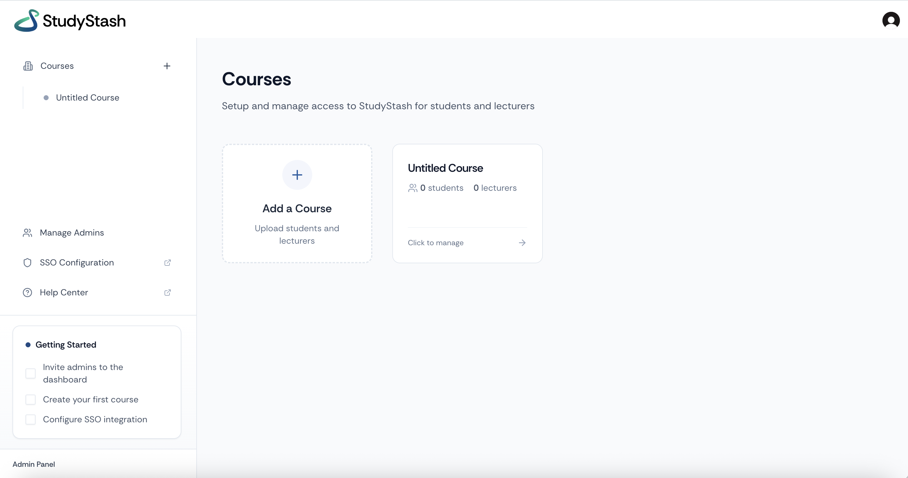 Admin Dashboard Homepage