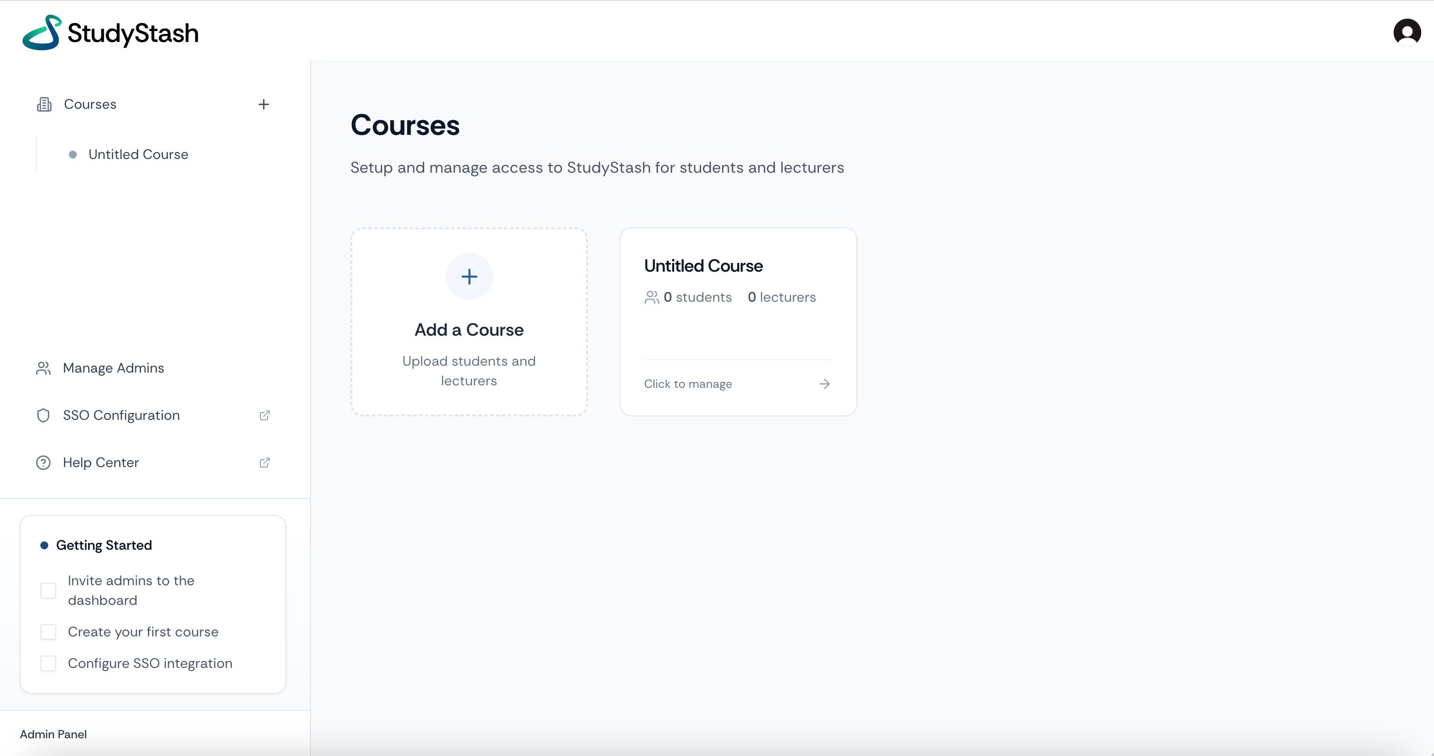 Admin Dashboard Homepage