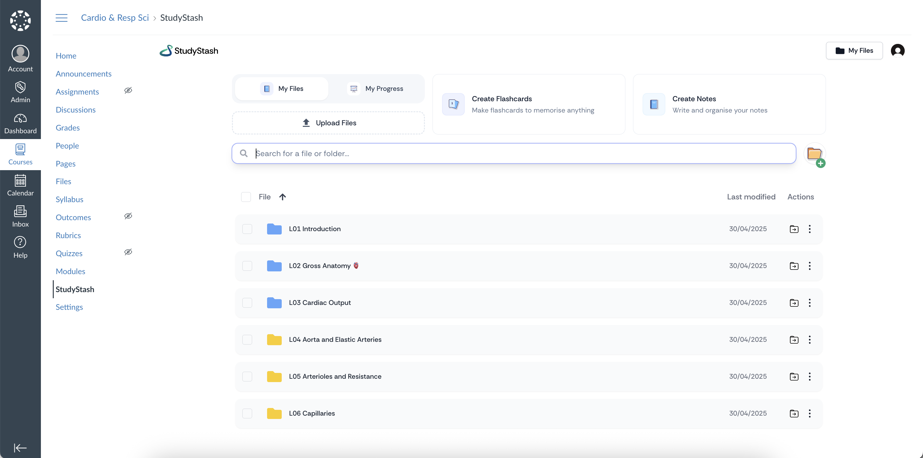 Example StudyStash Account (within Canvas/Instructure)