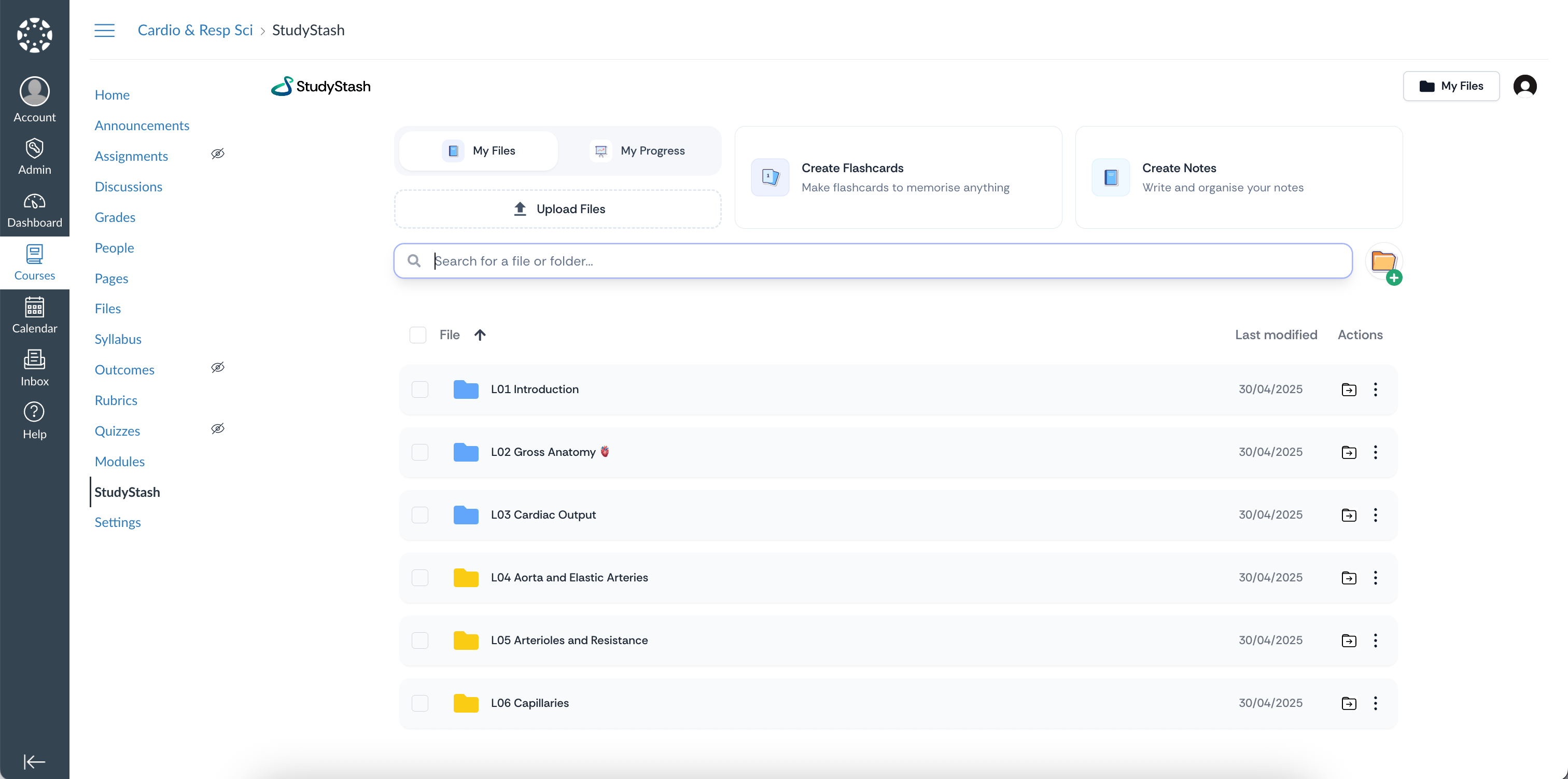 Example StudyStash Account (within Canvas/Instructure)
