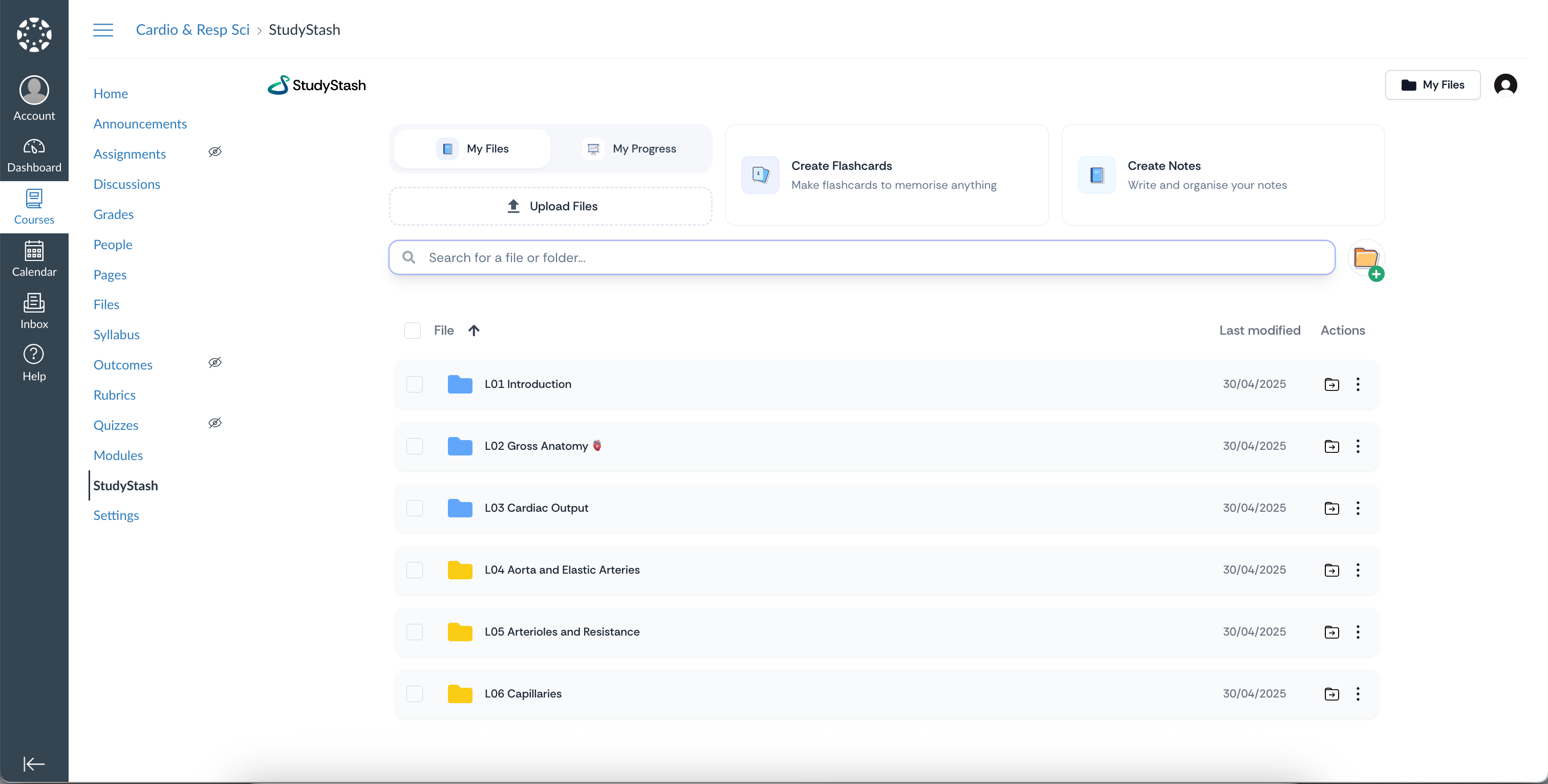 StudyStash when integrated with Canvas