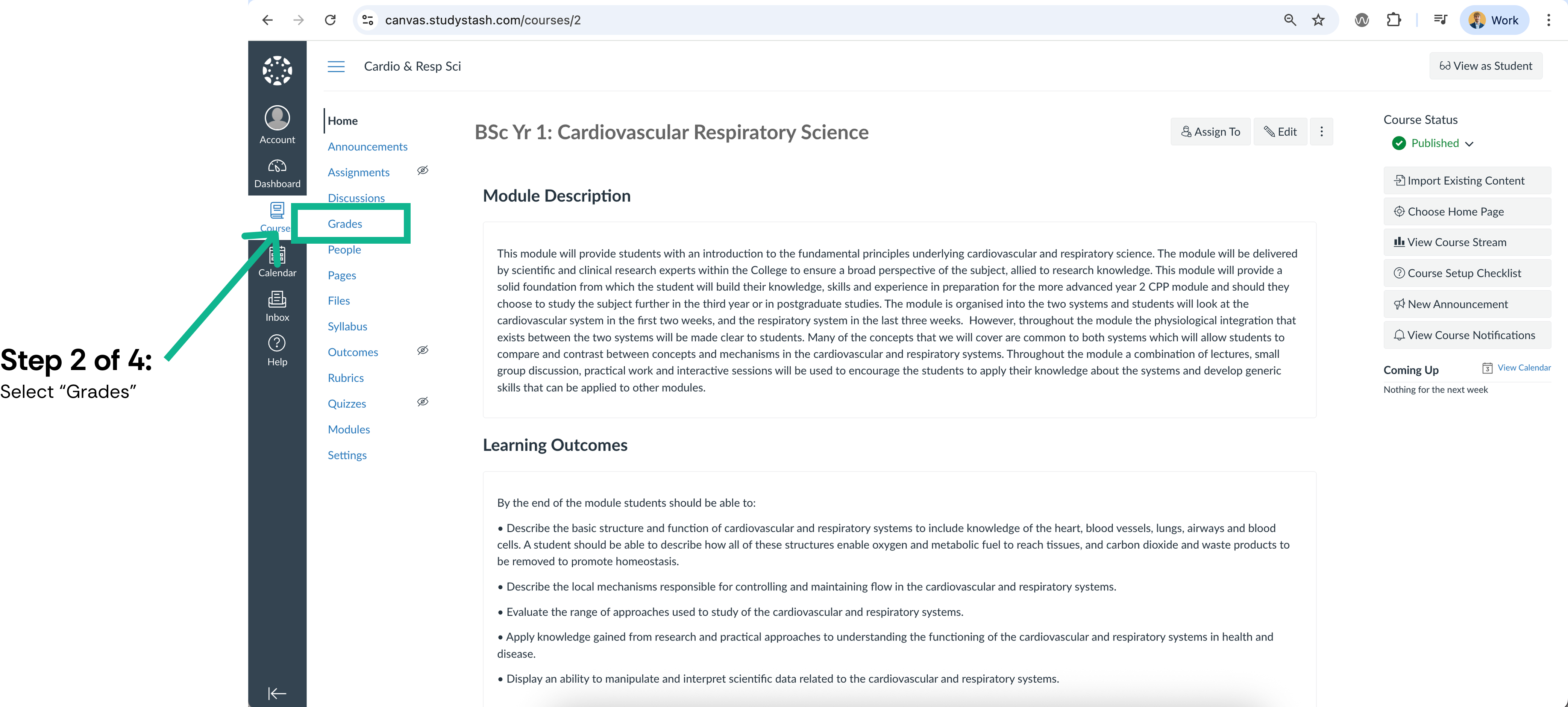 Exporting student roster data from Canvas course (CSV) — screenshot 2