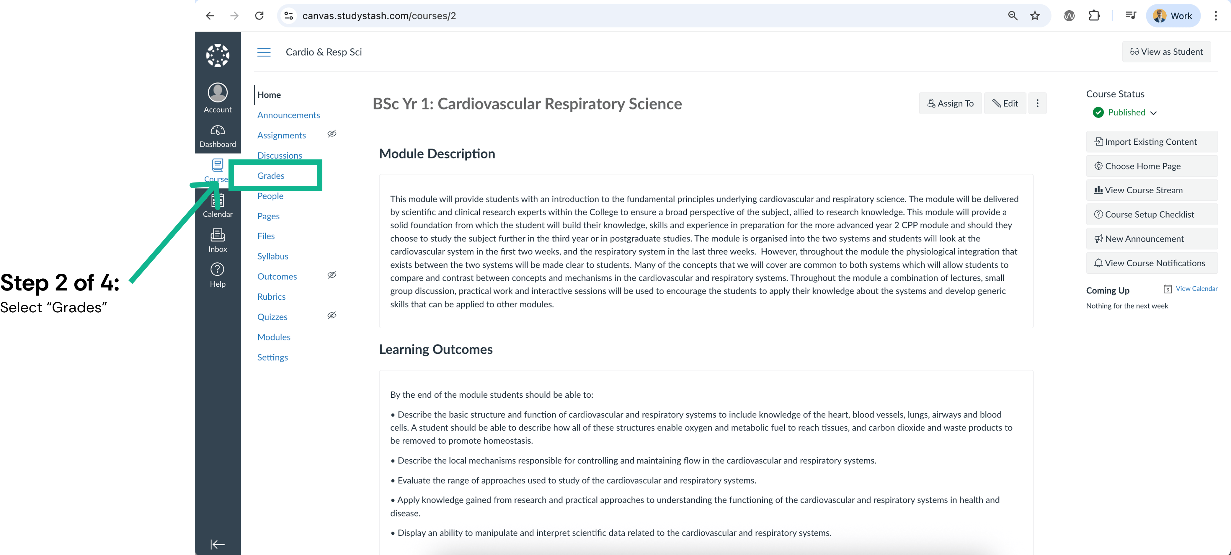 Exporting student roster data from Canvas course (CSV) — screenshot 2