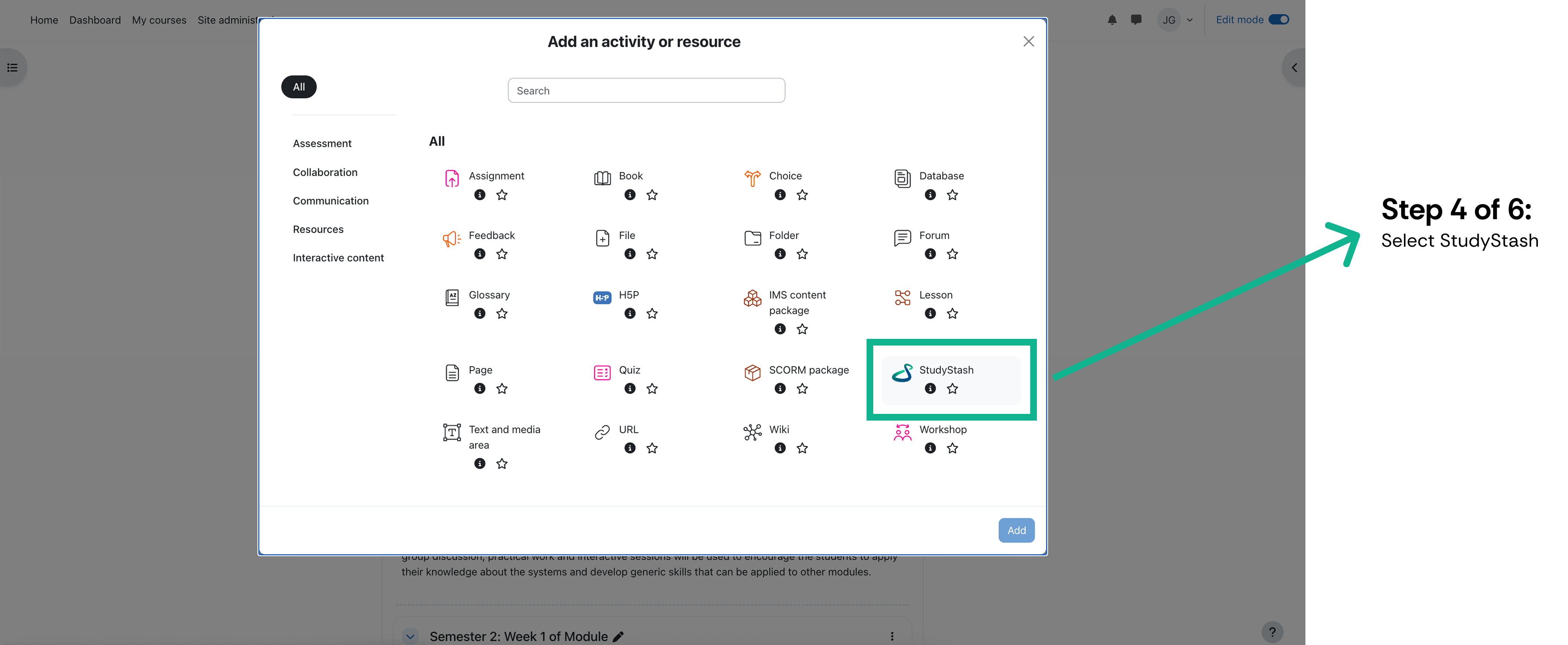 How do I enable StudyStash in my Moodle course? — screenshot 4