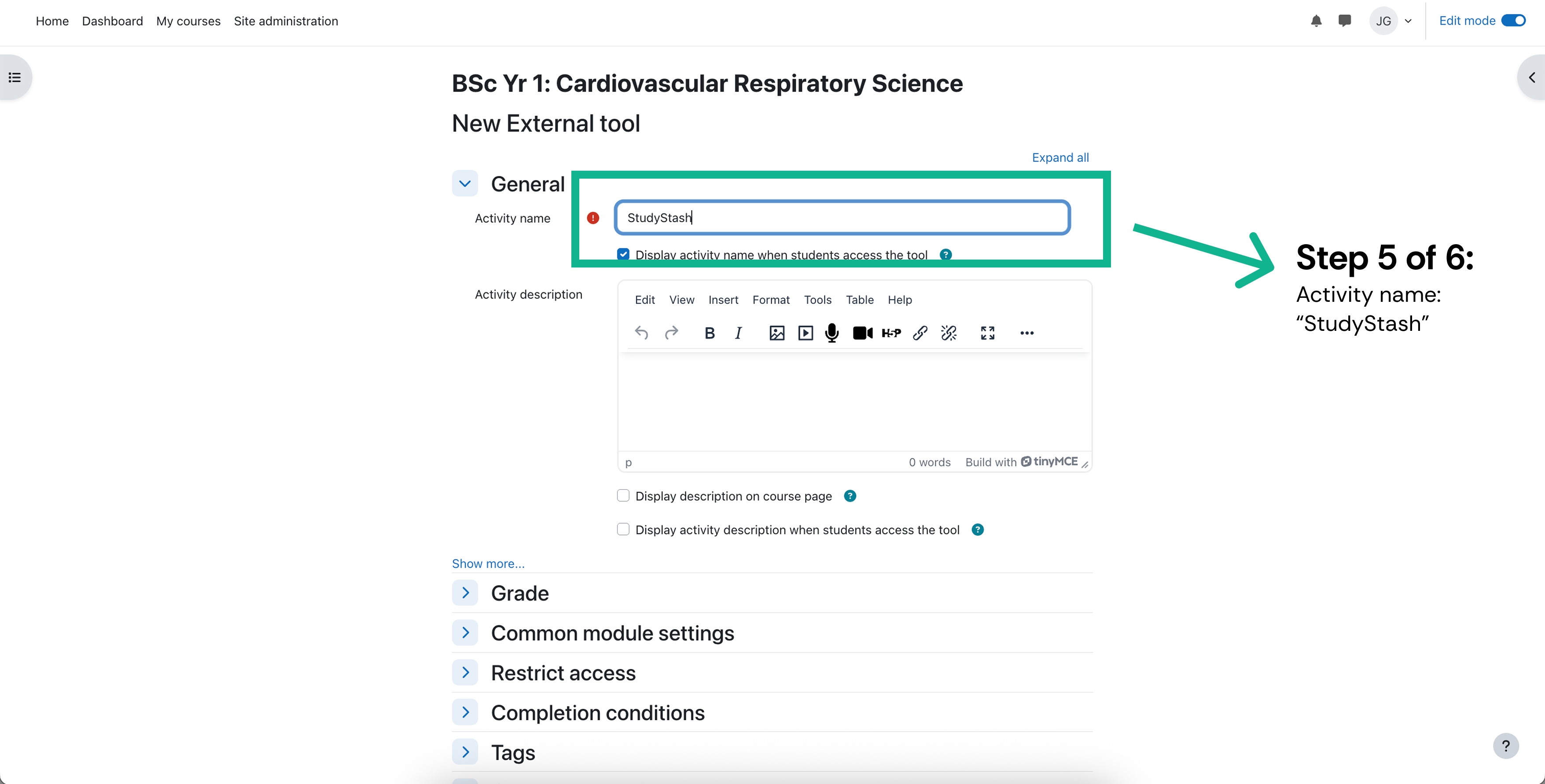 How do I enable StudyStash in my Moodle course? — screenshot 5