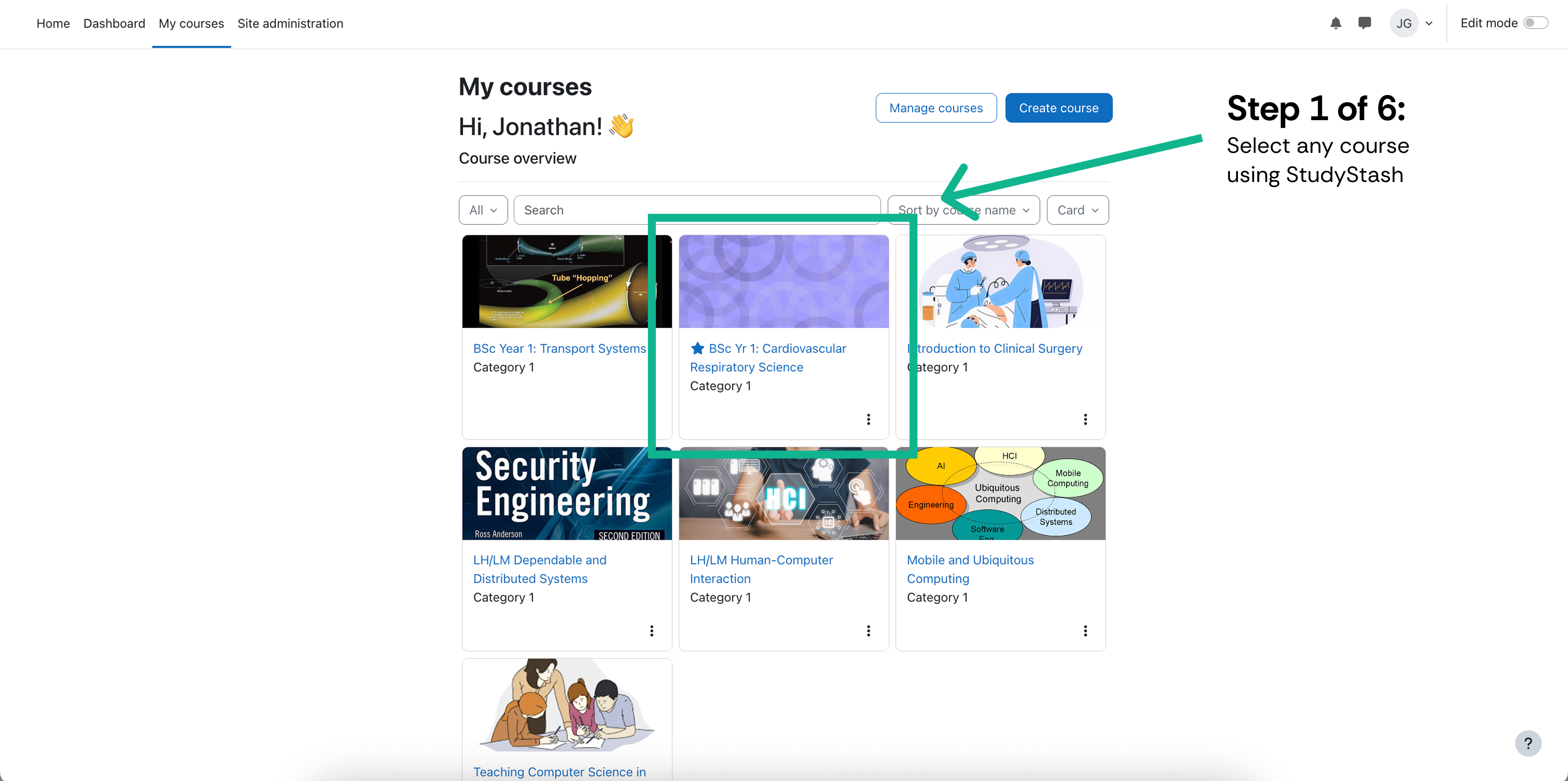 How do I enable StudyStash in my Moodle course? — screenshot 1