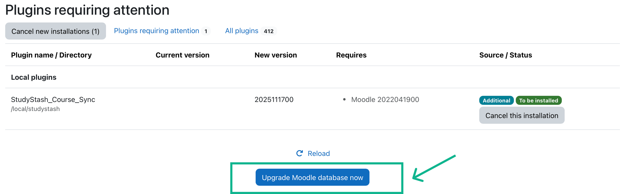 Moodle Plugin: Syncing StudyStash to Courses (Opt-Out Mode) — screenshot 2