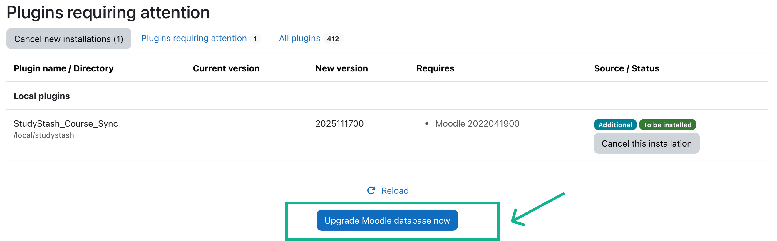 Moodle Plugin: Syncing StudyStash to Courses (Opt-Out Mode) — screenshot 2