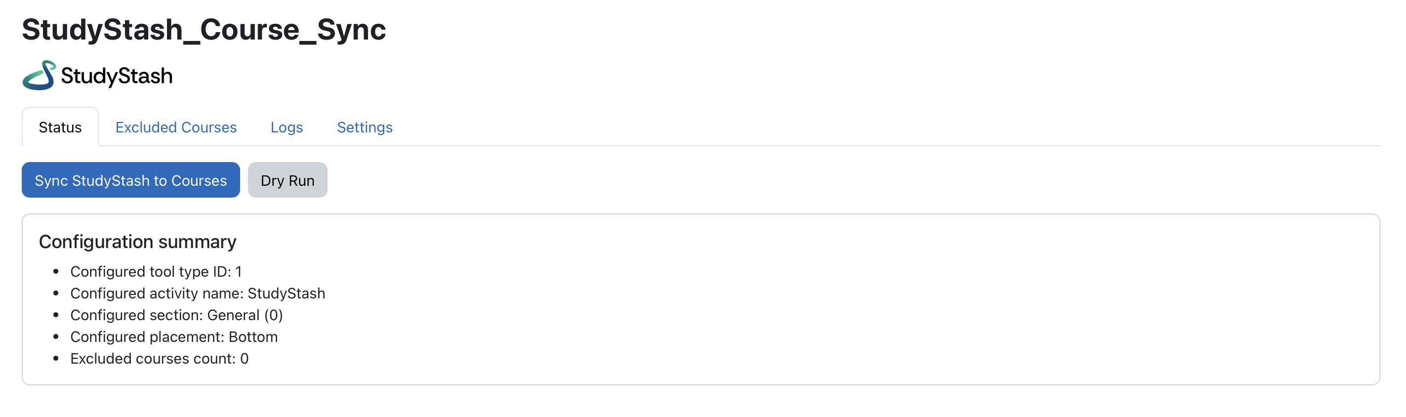 Moodle Plugin: Syncing StudyStash to Courses (Opt-Out Mode) — screenshot