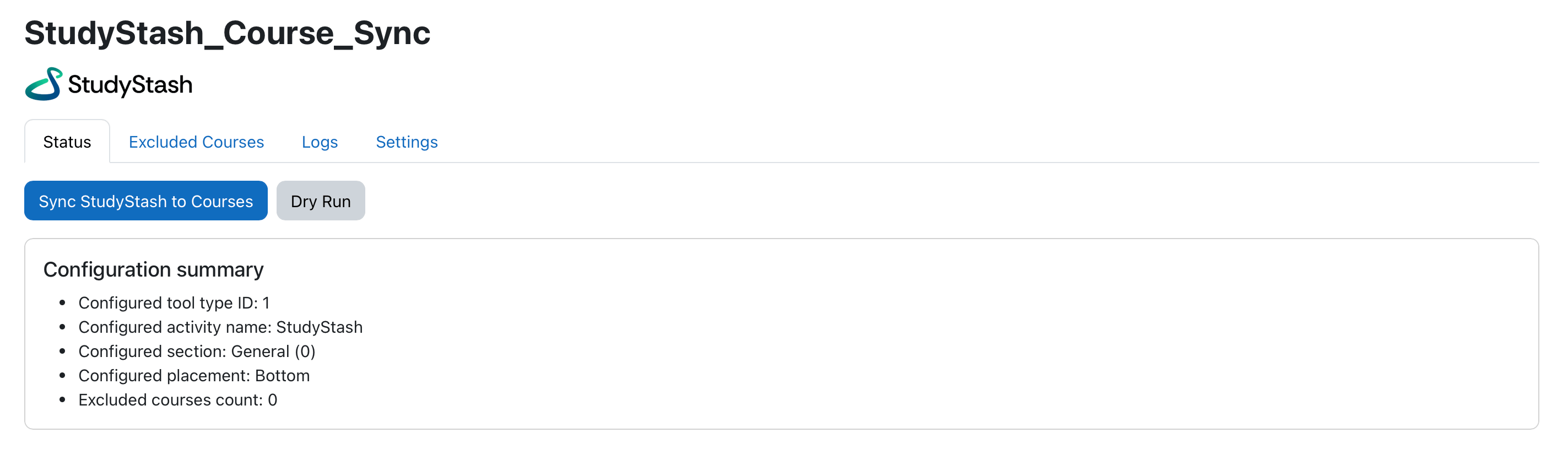 Moodle Plugin: Syncing StudyStash to Courses (Opt-Out Mode) — screenshot