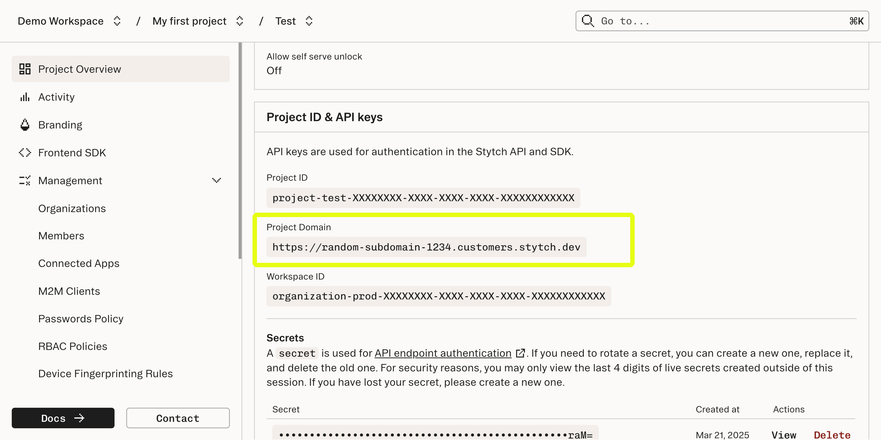 Stytch project domain