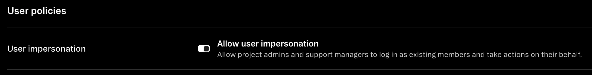 Enabling user impersonation
