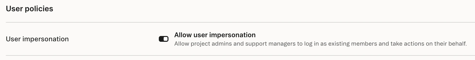 Enabling user impersonation