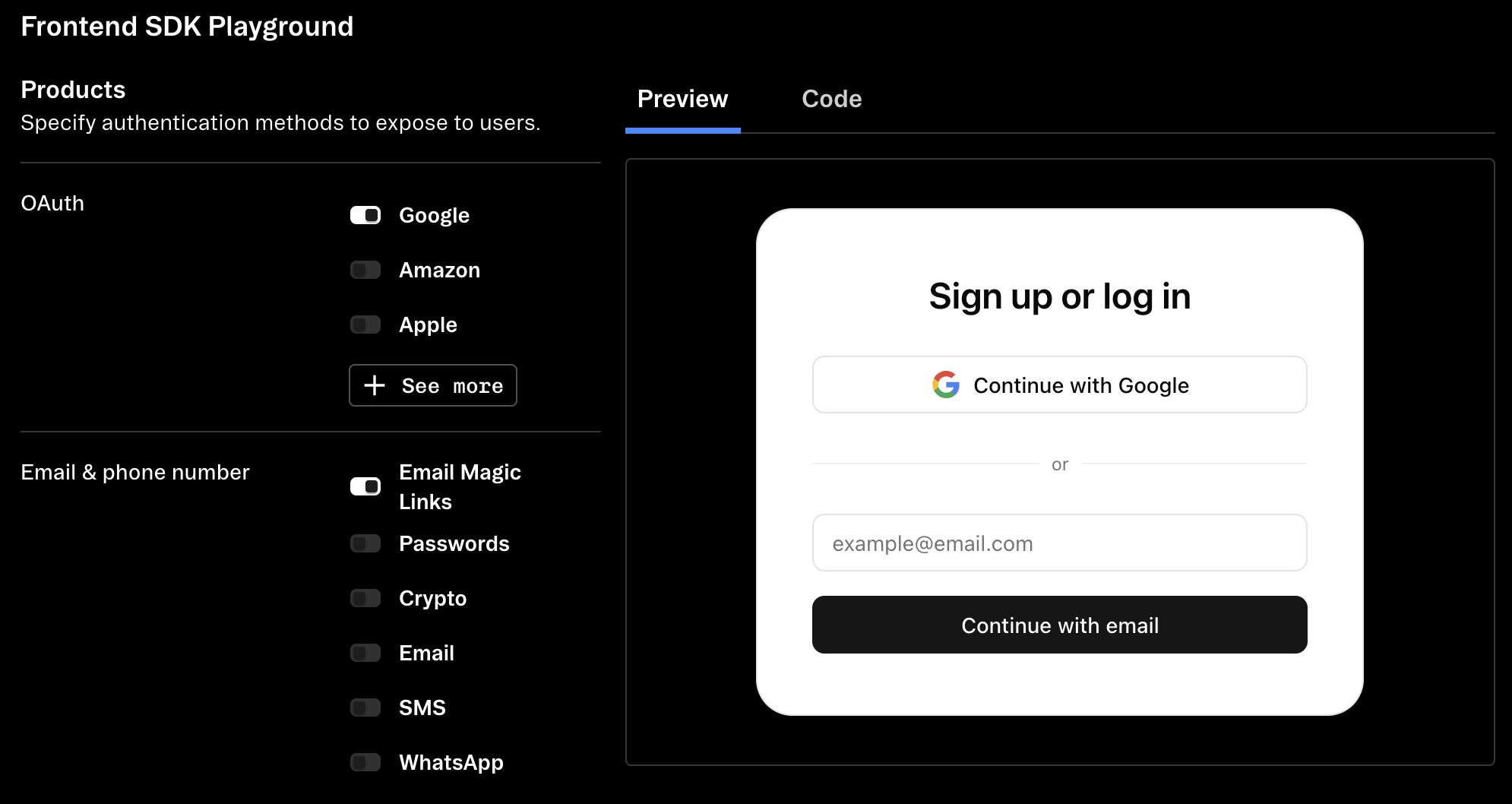 You can preview theme and config changes in the playground