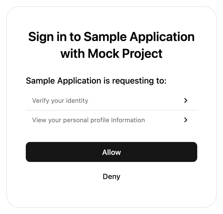 Example of IDP SSO Consent Screen UI