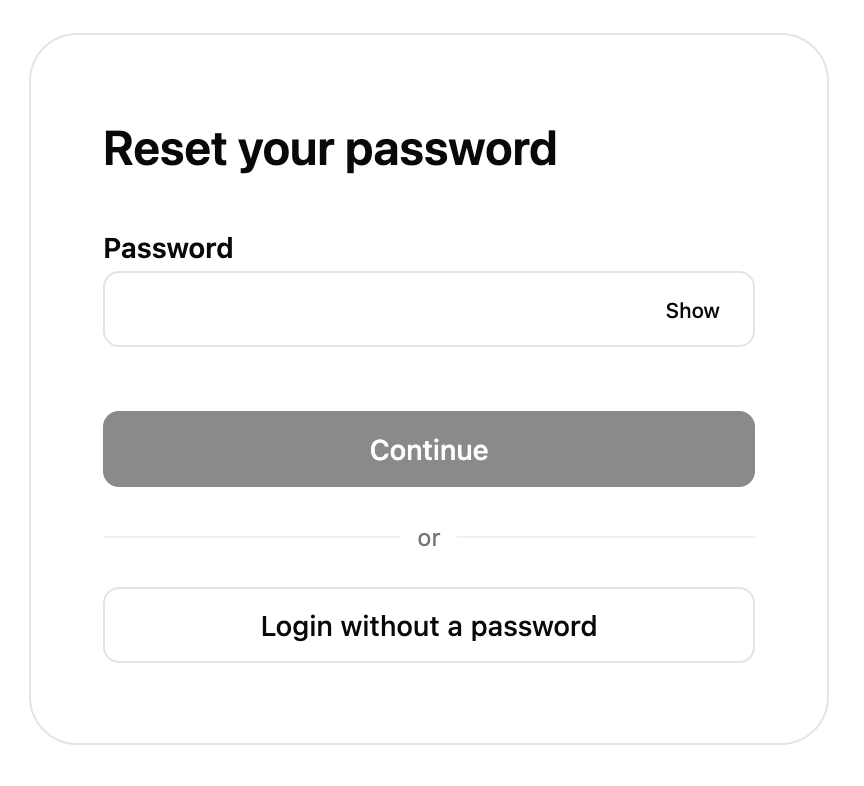 Example of Password Reset component