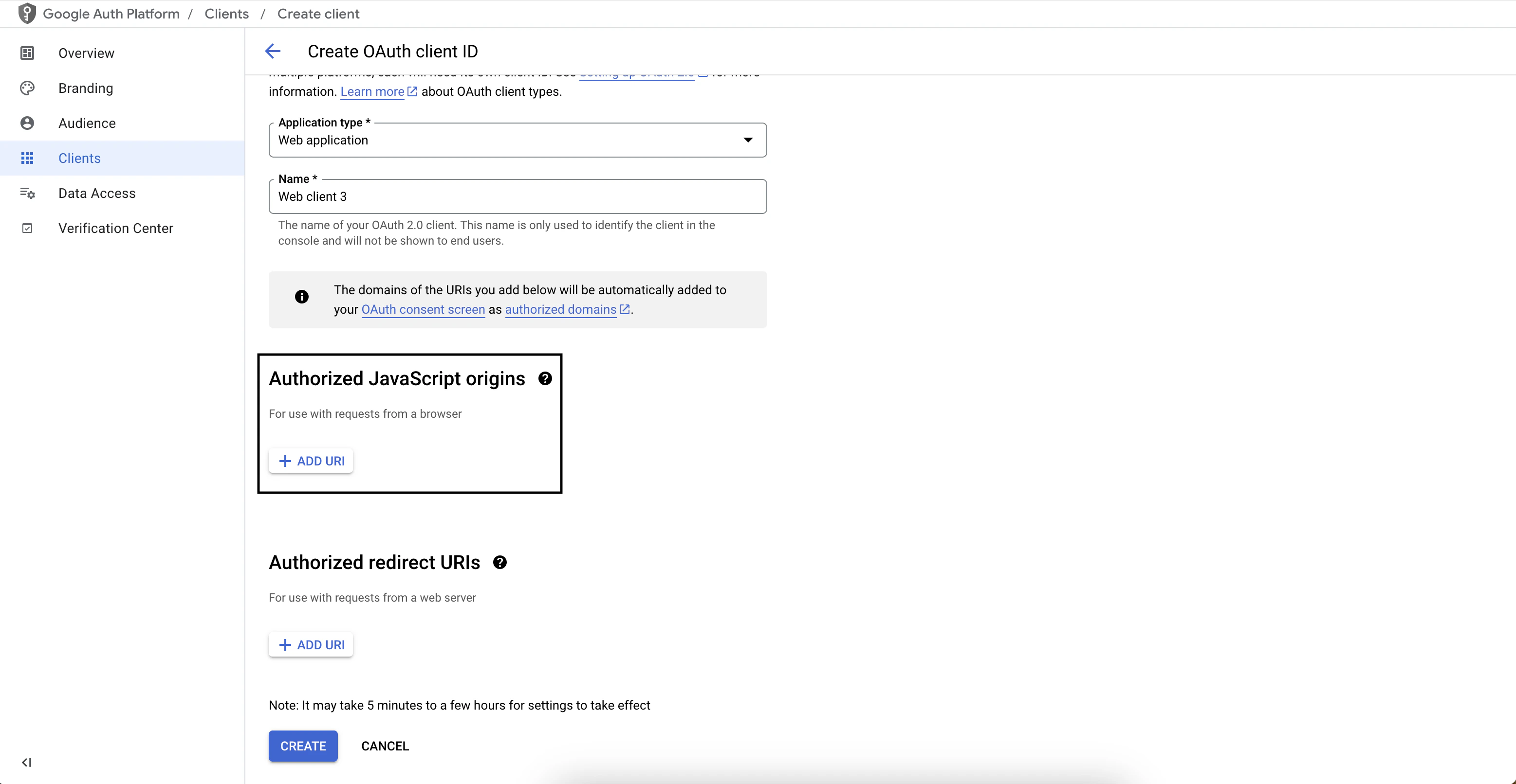 Google Authorized Javascript Origins