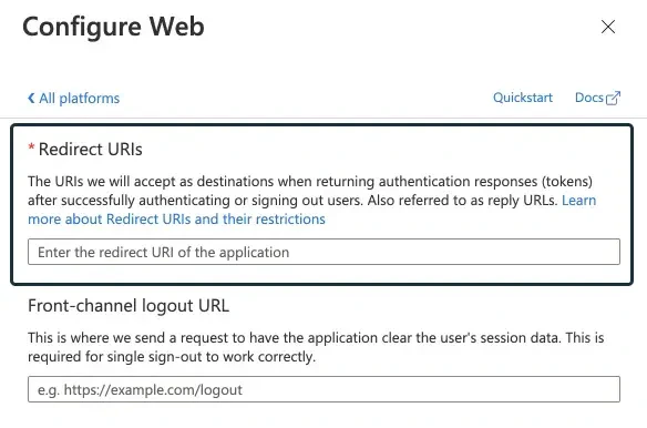 Configure redirect URIs