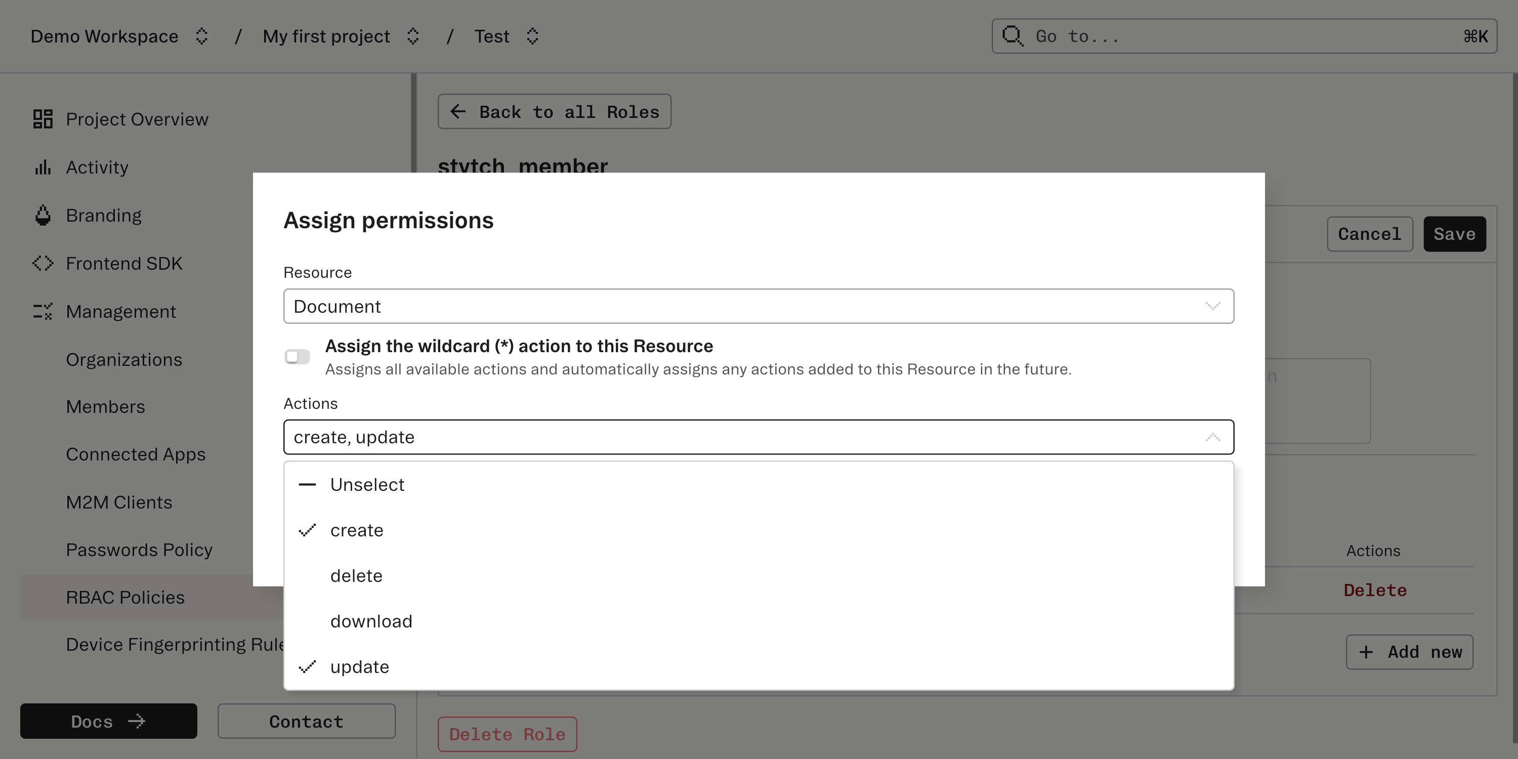 RBAC Grant Subset of Permissions