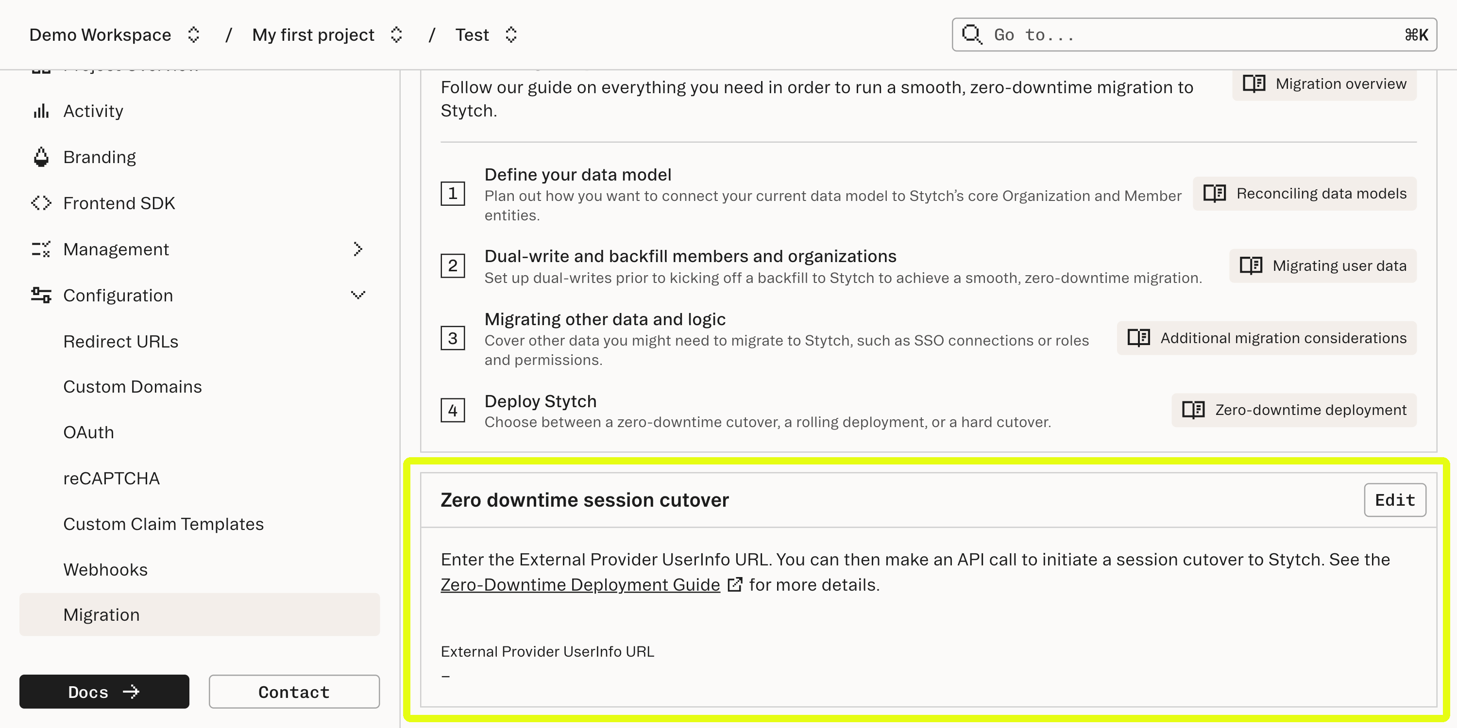 Zero-downtime userinfo image