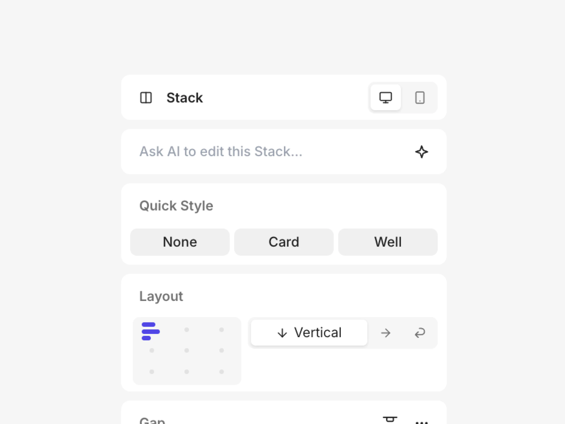 Inspector panel showing the element properties