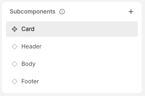 Subcomponent panel when editing a component