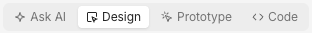 Editor mode selector showing Ask AI, Design, Prototype, and Code mode buttons