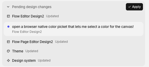 Apply design updates from chat bar