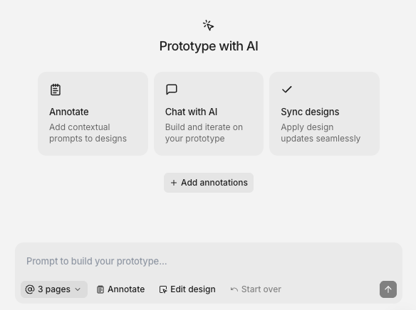 Screen to create new prototype