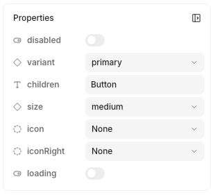 Showing properties of a component instance