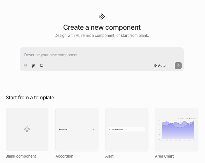 Create a new component dialog