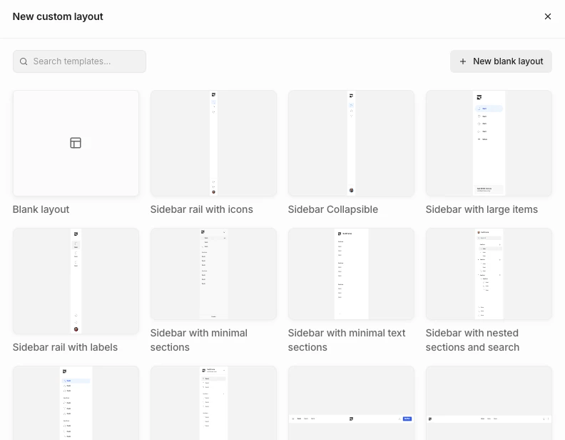 New layout dialog