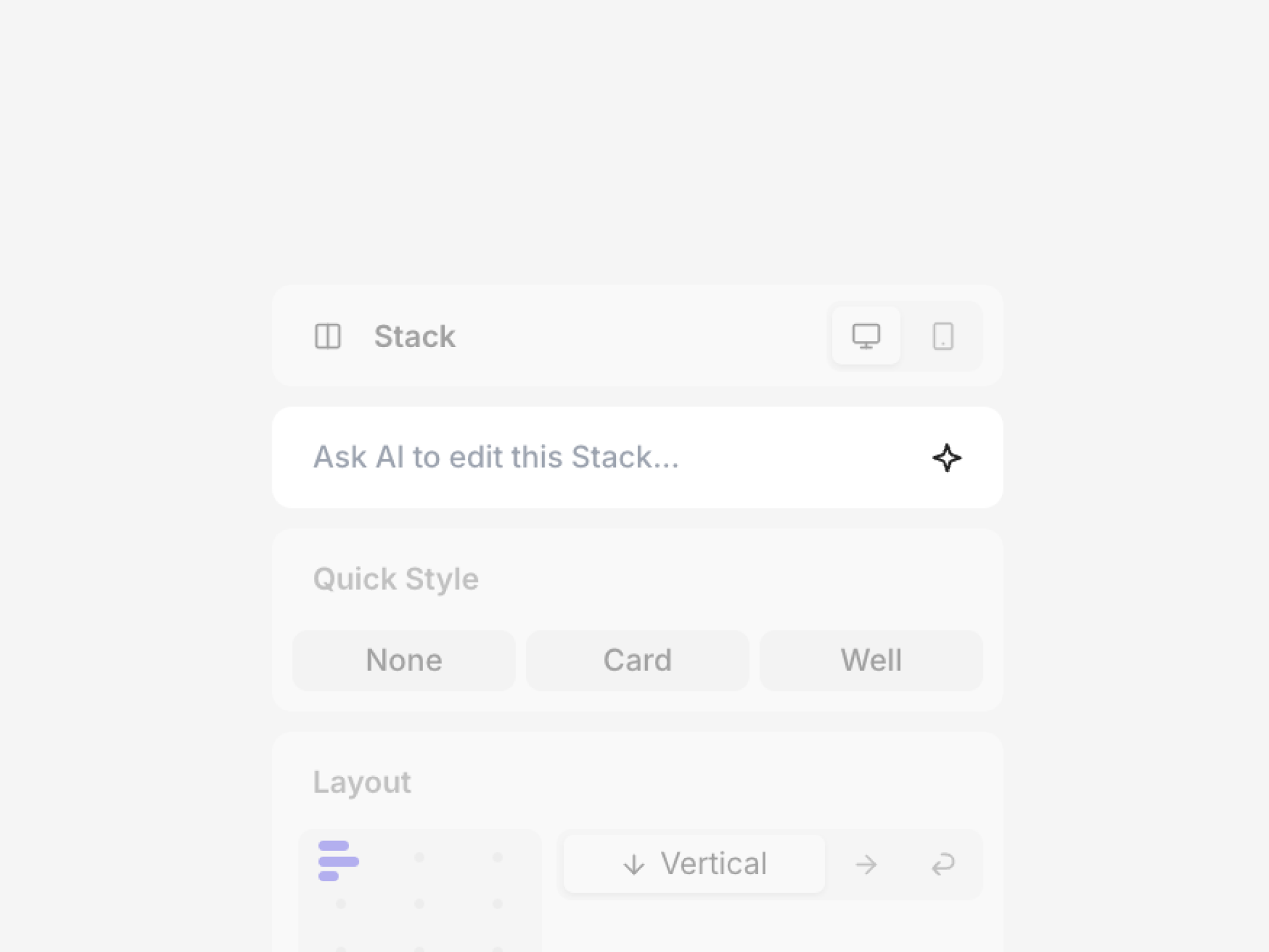 Quick edits in the inspector panel