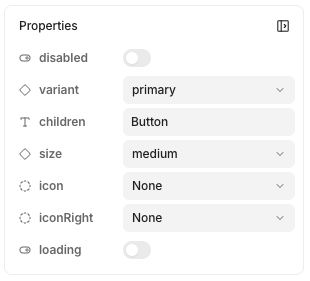 Showing properties of a component instance