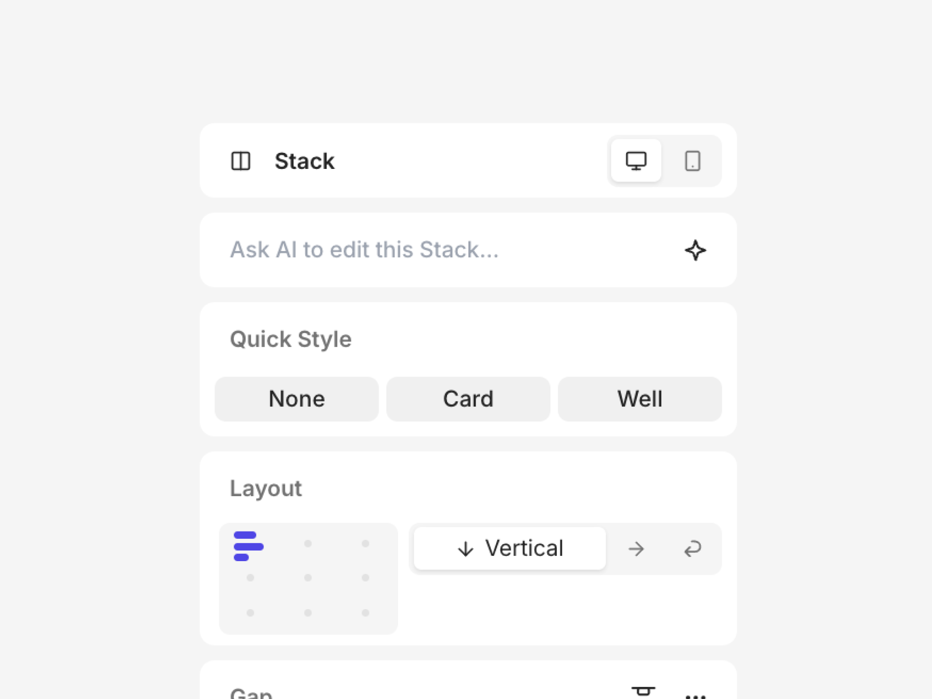 Inspector panel showing the element properties