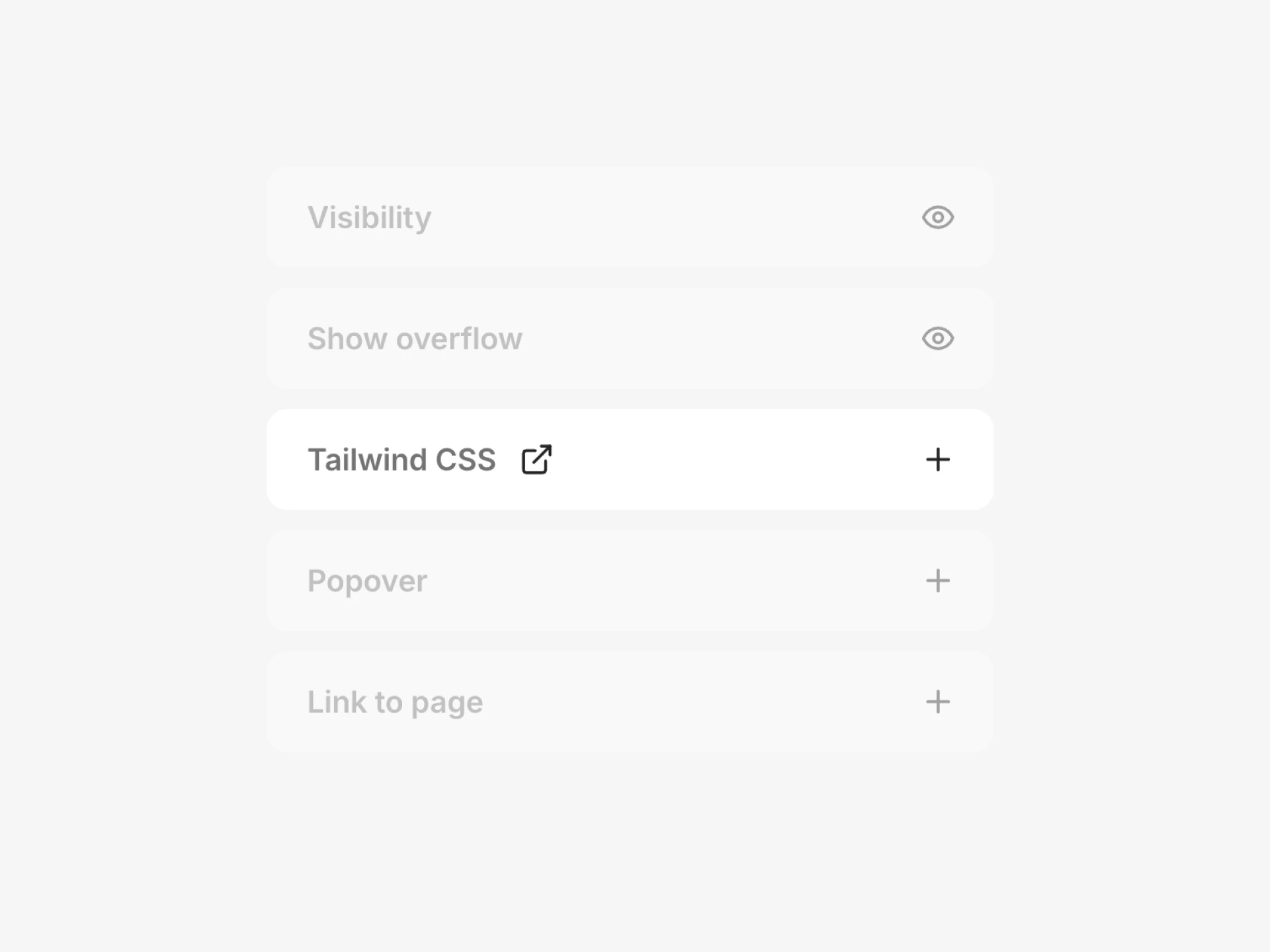 The Tailwind CSS section in the Inspector showing a text input for adding custom classes